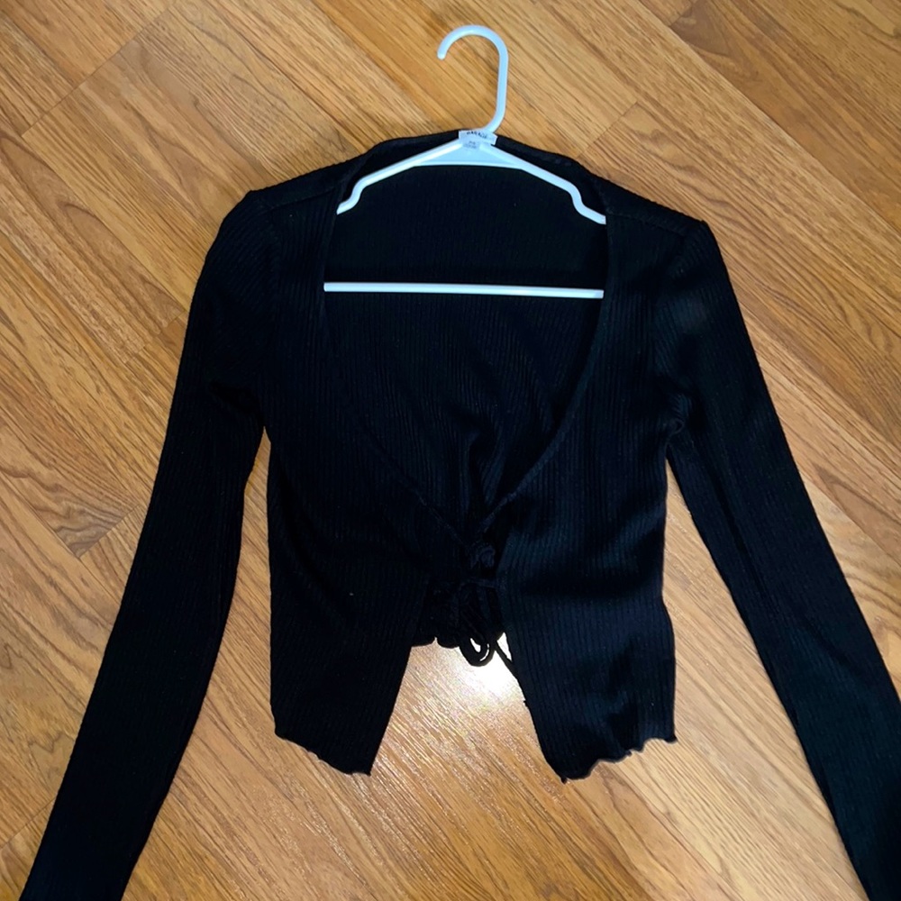 ruffled tied sweater